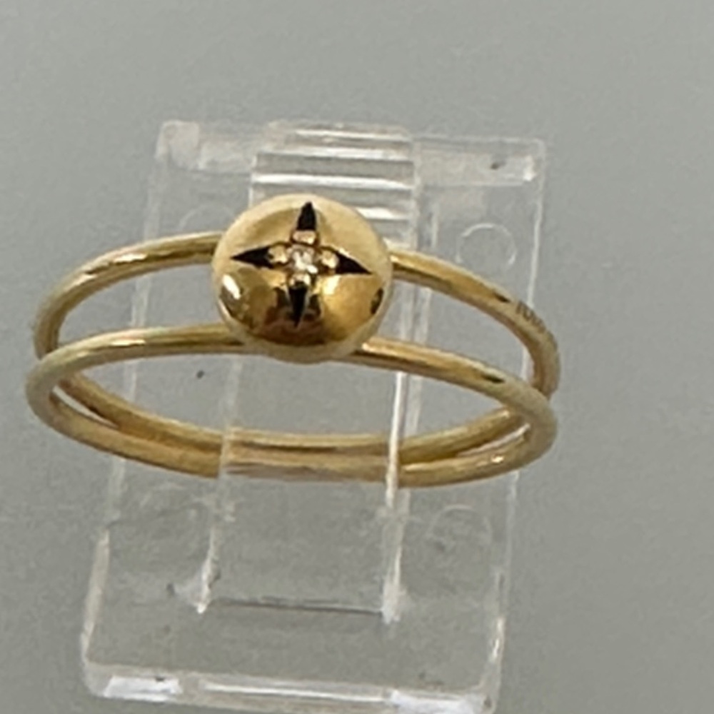 Tous 18k Diamond Gold Double Band Star Ring